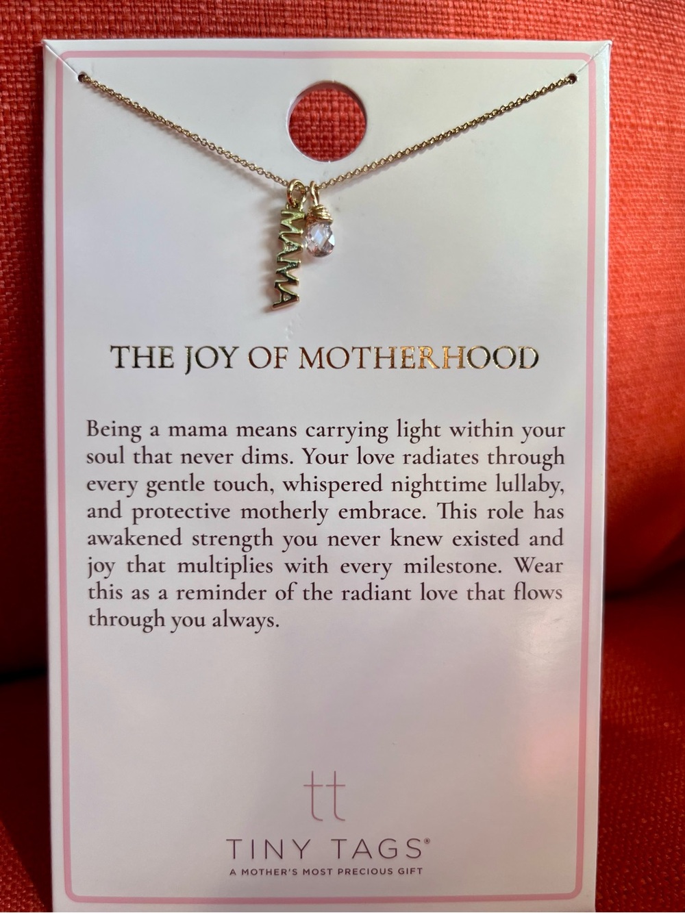 Tiny Tags 14K Gold Ion Plated
MAMA with Crystal Charm
Necklace Gold